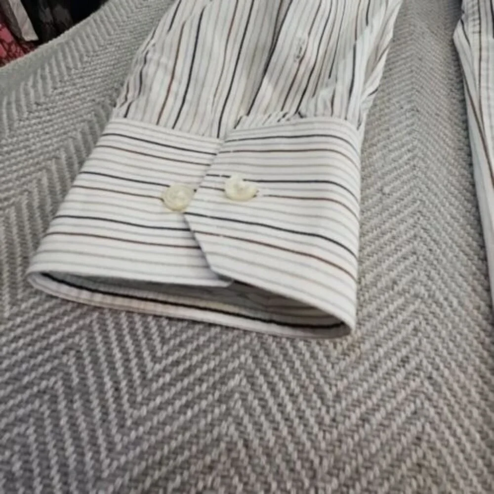 Banana Republic Button Up Shirt Men's Large Striped‎ Cotton Long Sleeve Workwear